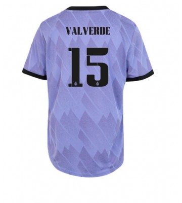 Real Madrid Federico Valverde #15 Bortedrakt Kvinner 2022-23 Kortermet